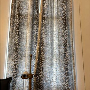 Blue & White Antelope Print Curtain Panels (4)